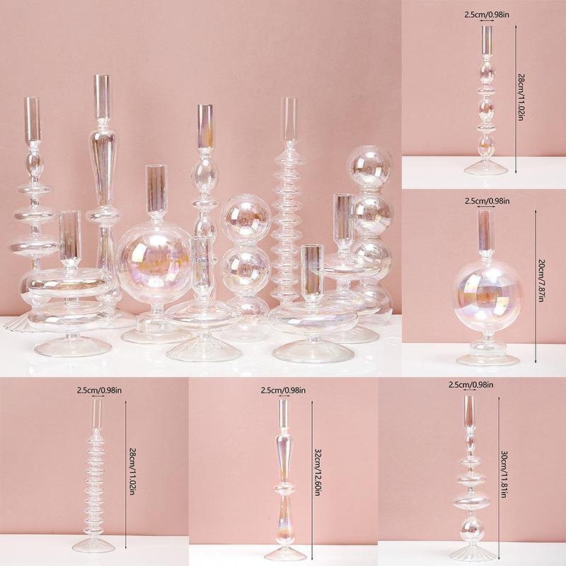 Подсвечник для домашнего декора Ваза Свадебное украшение Прозрачный стеклянный подсвечник Настольные украшения Вазы