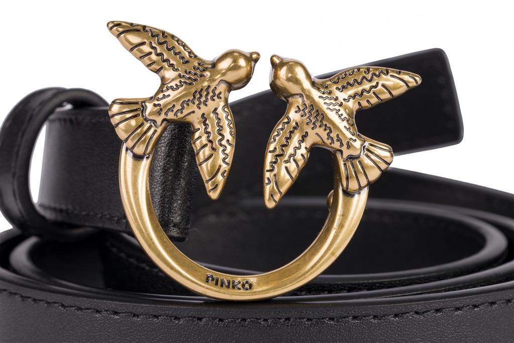 Pinko Luxury Women's Leather Belt Love Berry Small Gold - Size: M