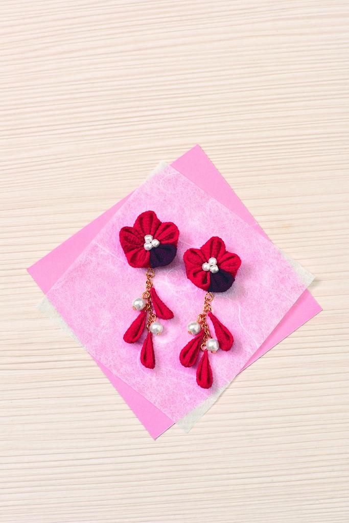 Takagi Fiber Panami Tsumami Zaiku Earring Saika Kit, Earrings, Purple, LH-419