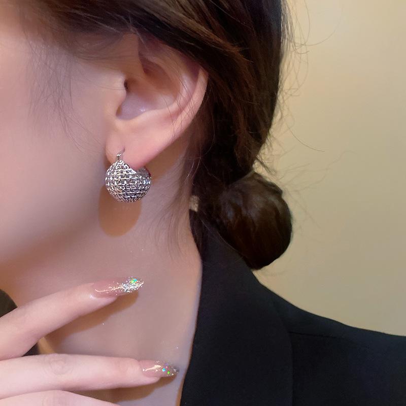 French Plain Woven Basket, Earrings, High-end Earrings, Temperament, Socialite, Niche Design