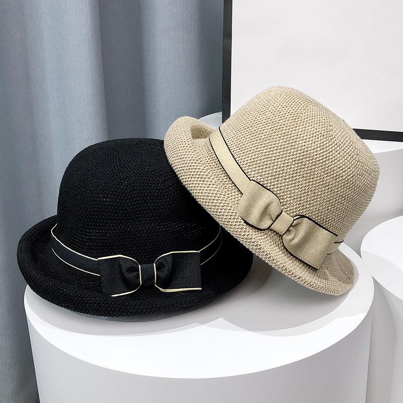 Цилиндр с бантом и загнутыми краями, женская модная рыбацкая шляпа, японская туристическая солнцезащитная шляпа, тонкая стильная дышащая солнцезащитная шляпа