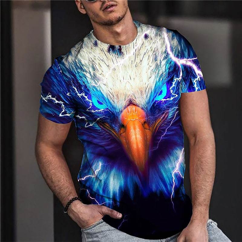 Мужская повседневная футболка с коротким рукавом с принтом животных в стиле ретро на 3D-принте Мужская футболка