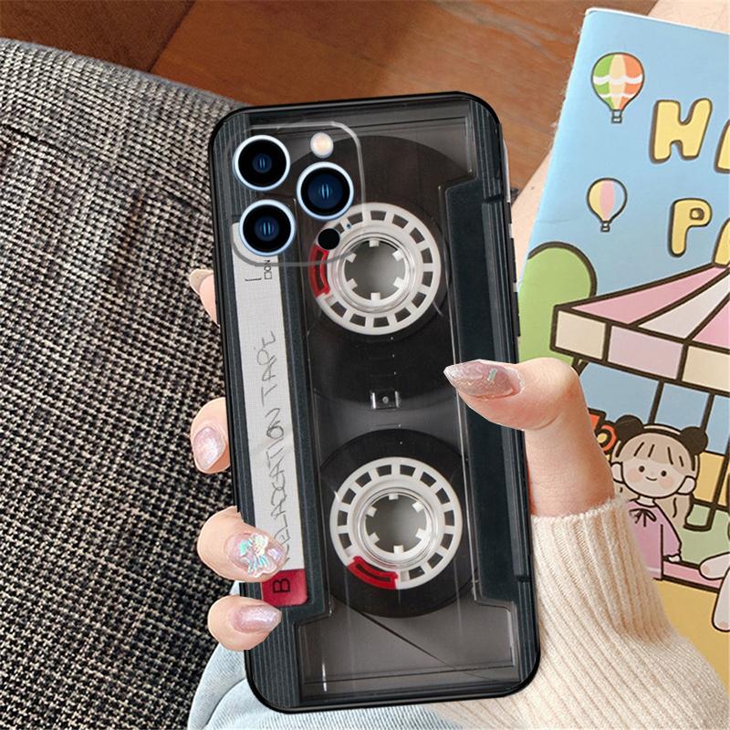Cassette Tape Phone Case For iPhone 16 15 14 Pro Max 11 12 13 Pro Max Mini XR 16e 16 15 Plus Bumper Cover
