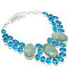 Aquamarine, Blue Topaz Gemstone 925 Sterling Silver Jewelry Necklace 18"