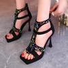Summer Temperament Square Head Sequined High-Heeled Roman Sandals Women'S Versatile Platform Open-Toed Stiletto High Heels