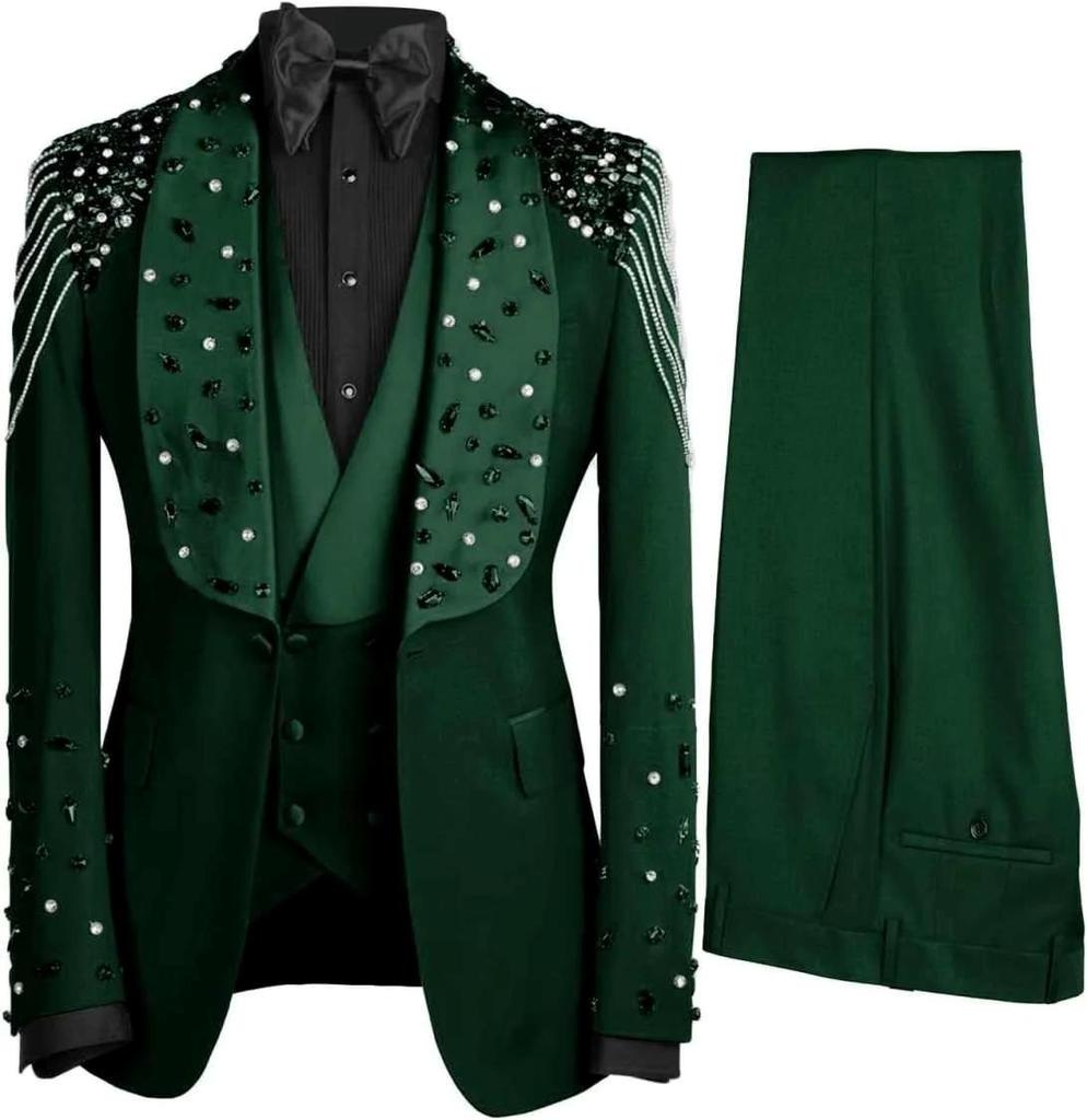 Изысканный хрустальный мужской костюм-тройка, вечерние платья, платья для особых случаев, мужской сценический костюм, платья знаменитостей, выпускные платья