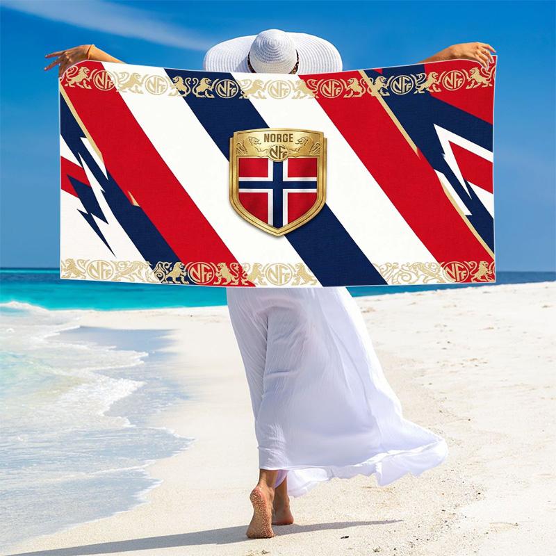 Norway National Football Print Beach Towel, Large Soft Quick Dry Towel for Beach Camping Swimming