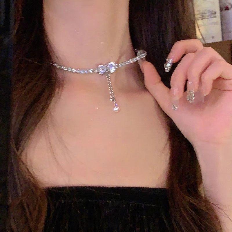 Ожерелье для женщин, роскошный бант, бабочка, кристалл, колье с кисточкой, цепочка на ключицы, аксессуары, ювелирные изделия