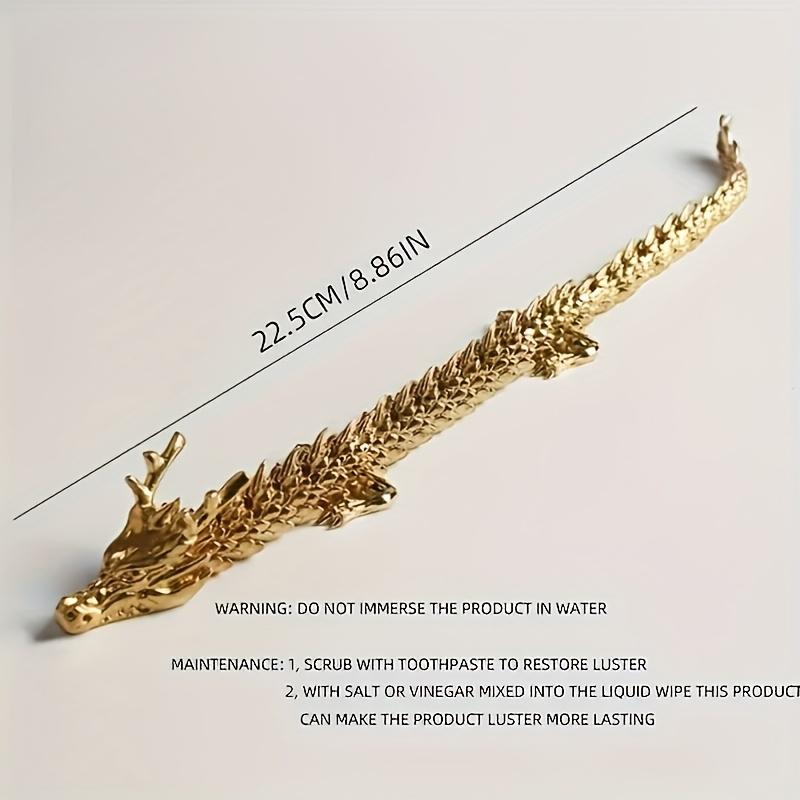 Величественная 3D статуэтка золотого дракона из сплава с подвижными конечностями - украшение для дома, символ силы и удачи