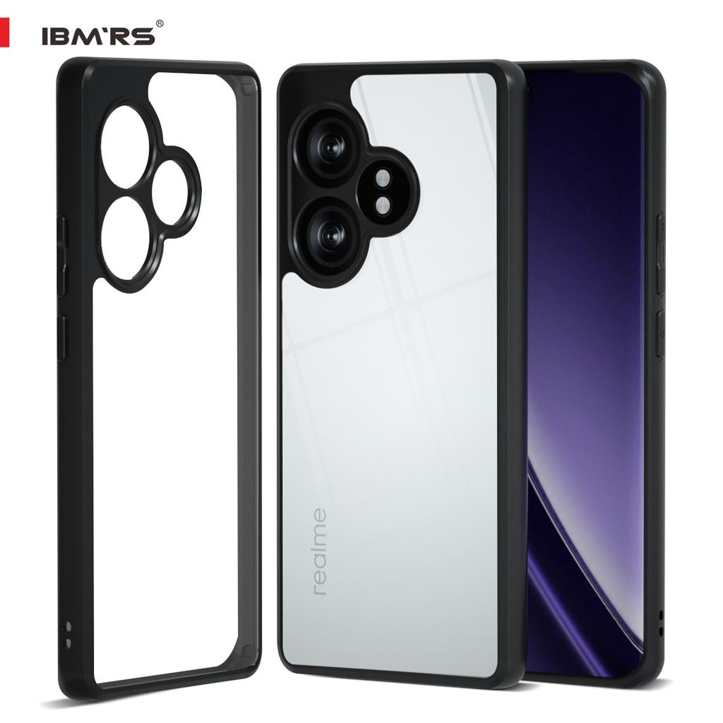 (В комплекте ремешок на запястье)Чехол IBMRS для телефона Realme GT Neo6 SE, Полупрозрачный матовый ударопрочный защитный чехол, Камуфляж Черный