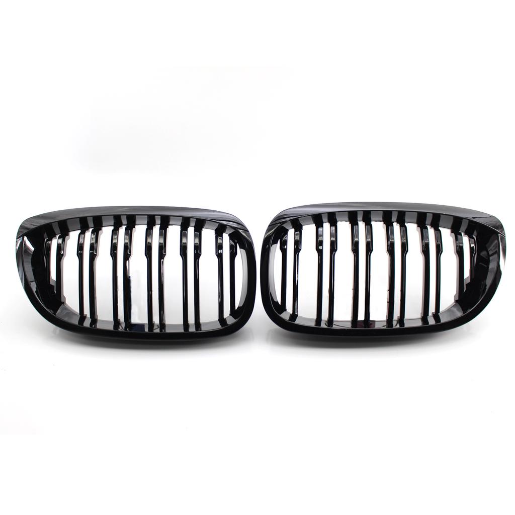 1 Pair Front Kidney Grille Dual Slats Double Line Grills Gloss Black Racing Grills for BMW 3 Series E46 Cabrio Coupe 2003-2006
