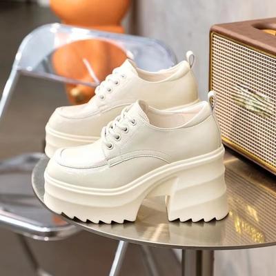 Женские туфли на высоком каблуке 2024 года, новые тенденции моды, туфли для вечеринок, туфли-лодочки на танкетке, повседневные женские черные туфли на шнуровке из искусственной кожи, лодыжки