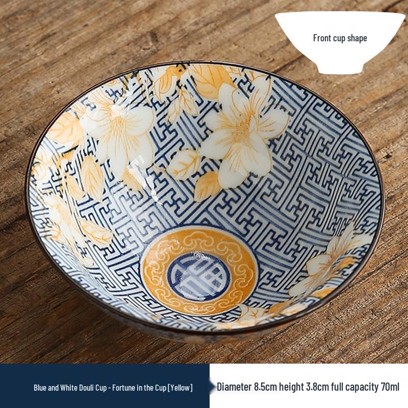 Двухцветная сине-белая фарфоровая чашка доули - Керамическая чашка мастера кунг-фу, Японская дегустационная чаша, Одинарная чайная чашка.