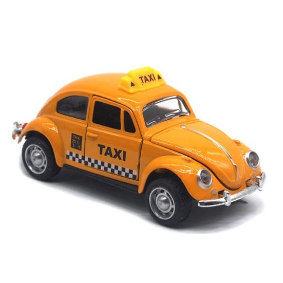 Miniature Simulation Back Car Model Diecast Alloy Pull Taxi Toy with Opening Door 0.0638888888888889 Scale Retro Car
