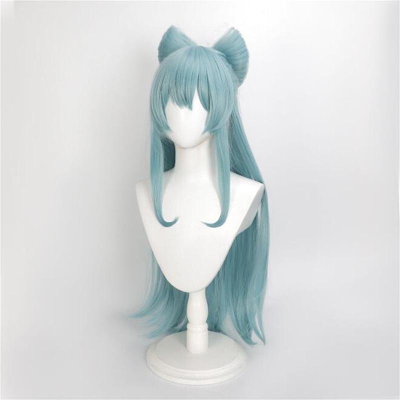 Новый парик для косплея Yumemizuki Mizuki, длинный, светло-голубой, кудрявый, с большим бантом, термостойкие синтетические волосы, парики для аниме-игр + шапочка для парика