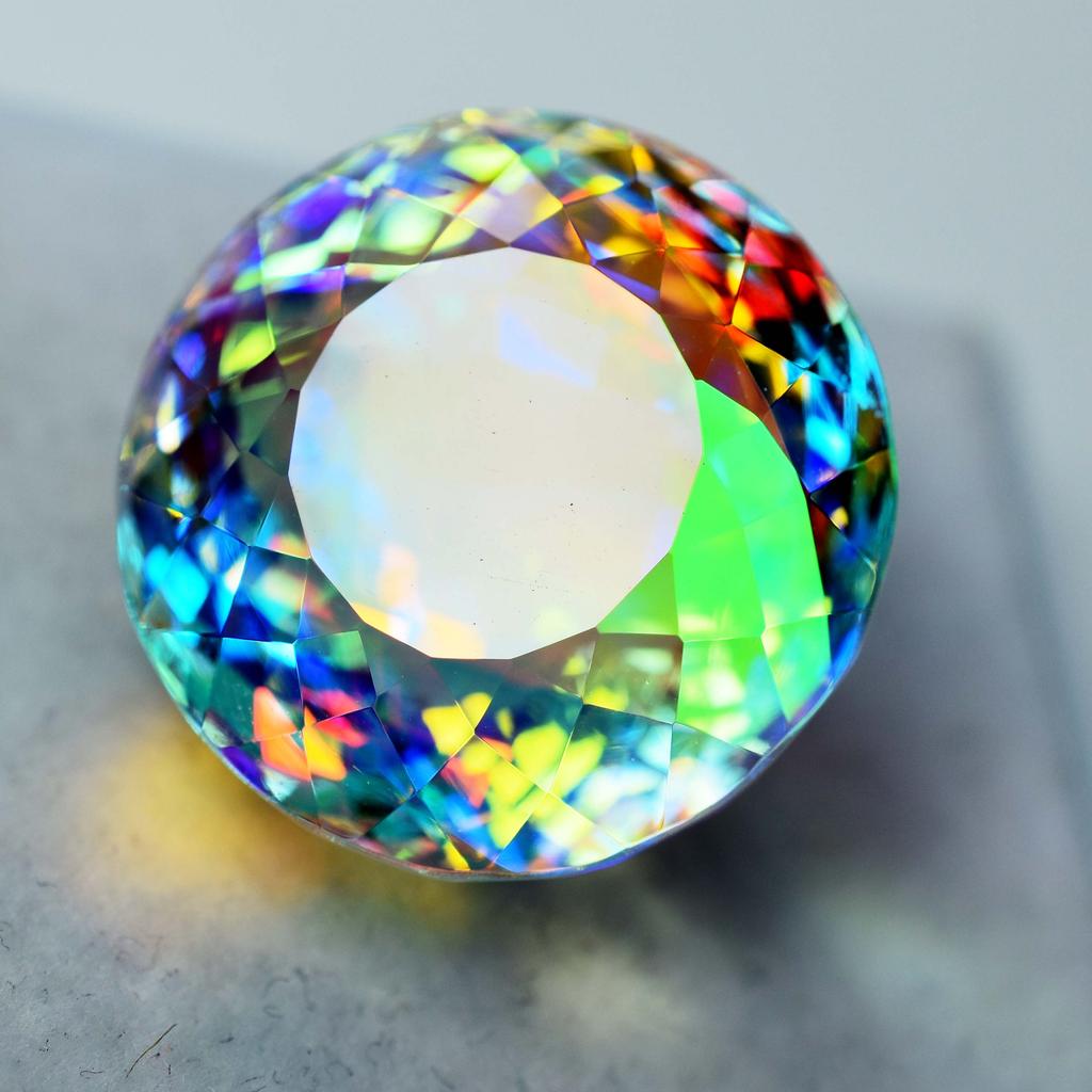 Lab-Created Rainbow Topaz Loose Gemstone 48.90 ct Mystic Round Cut for Jewelry Making and Crafts