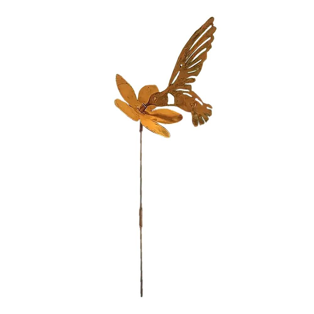 15.55x4.53in Hummingbird Yard Decor Iron Flower Pot Decoration Garden Ornament Stake Patio Display