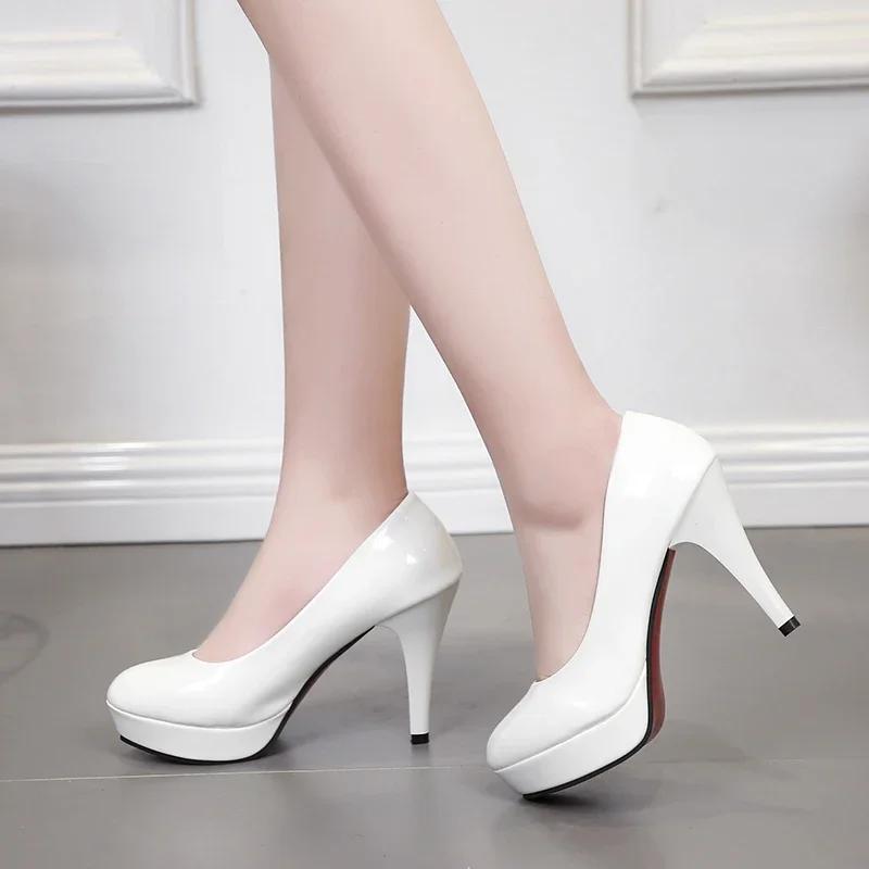 Fashion Super High Heel Women's Shoes 2025 New High Shallow Mouth Pointed Single Shoes Formal Professional Waterproof Table Pumps