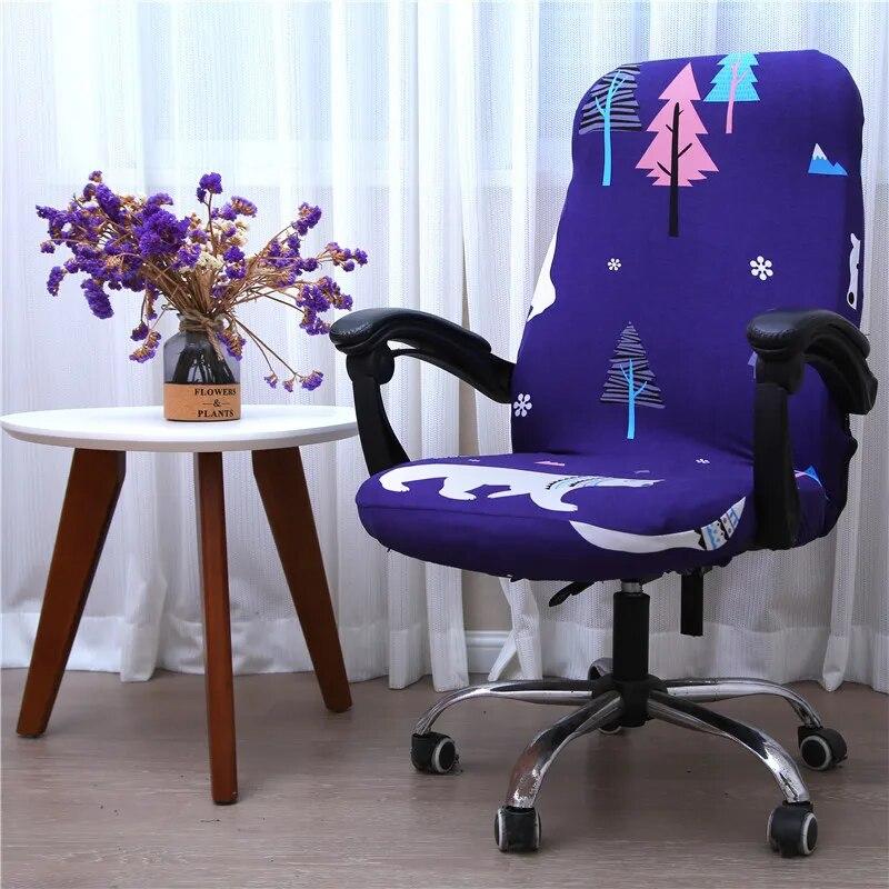 Office Rotating Computer Chair Cover Elastic Printed Chair Covers Anti-dirty Washable Lift Seat Protector Case for Meeting Room