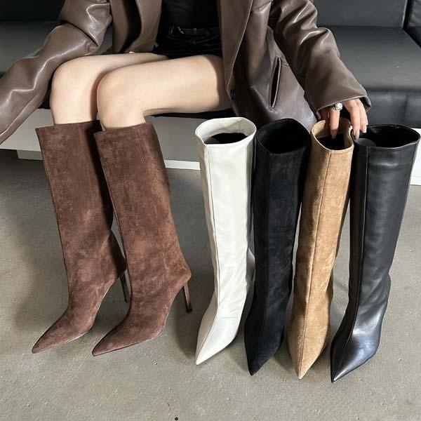 New retro simple pointed high-heeled boots Roman style trendy temperament fashionable and long legs
