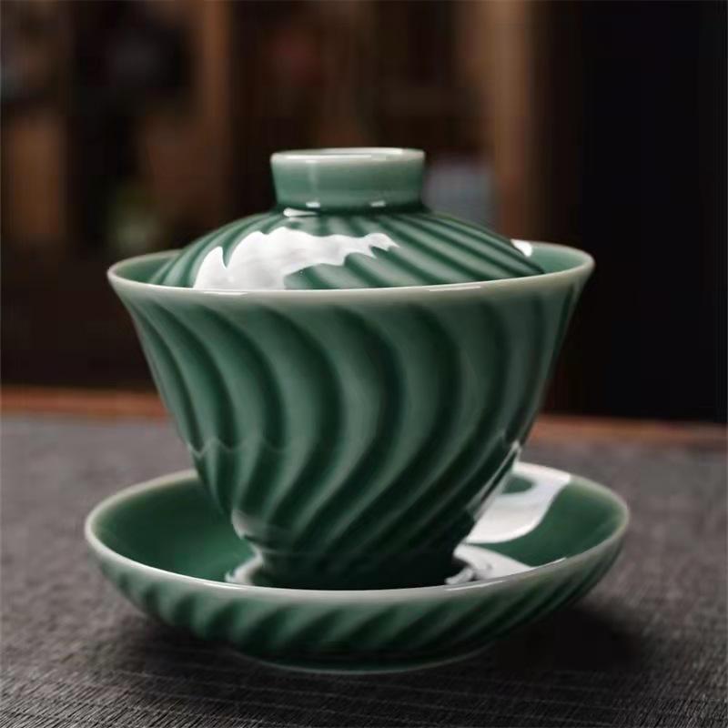 Kiln change kung fu tea set home simple office light luxury high-end retro Chinese ceramic teapot teacup