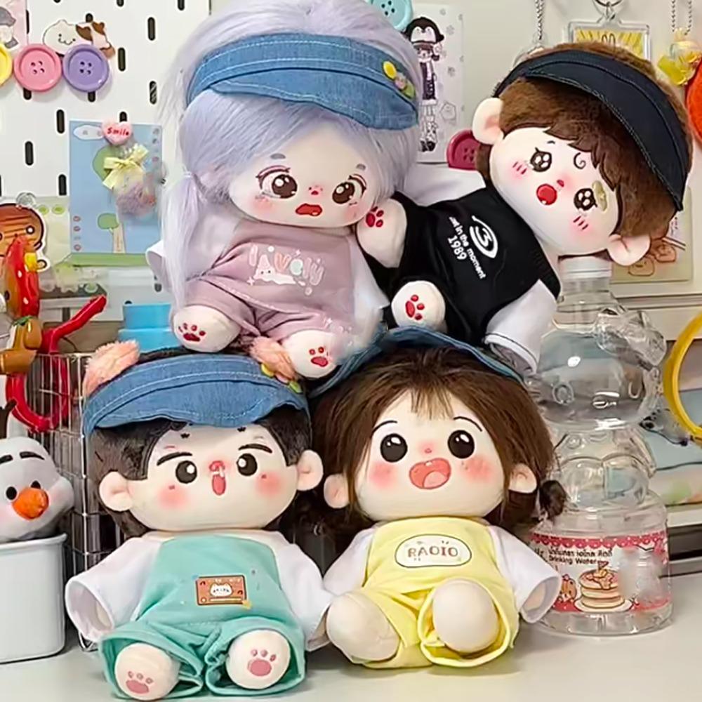 1 set Cartoon T-shirt 20cm Cotton Doll Clothes Outfit Plush Doll Clothes  Children's Gift