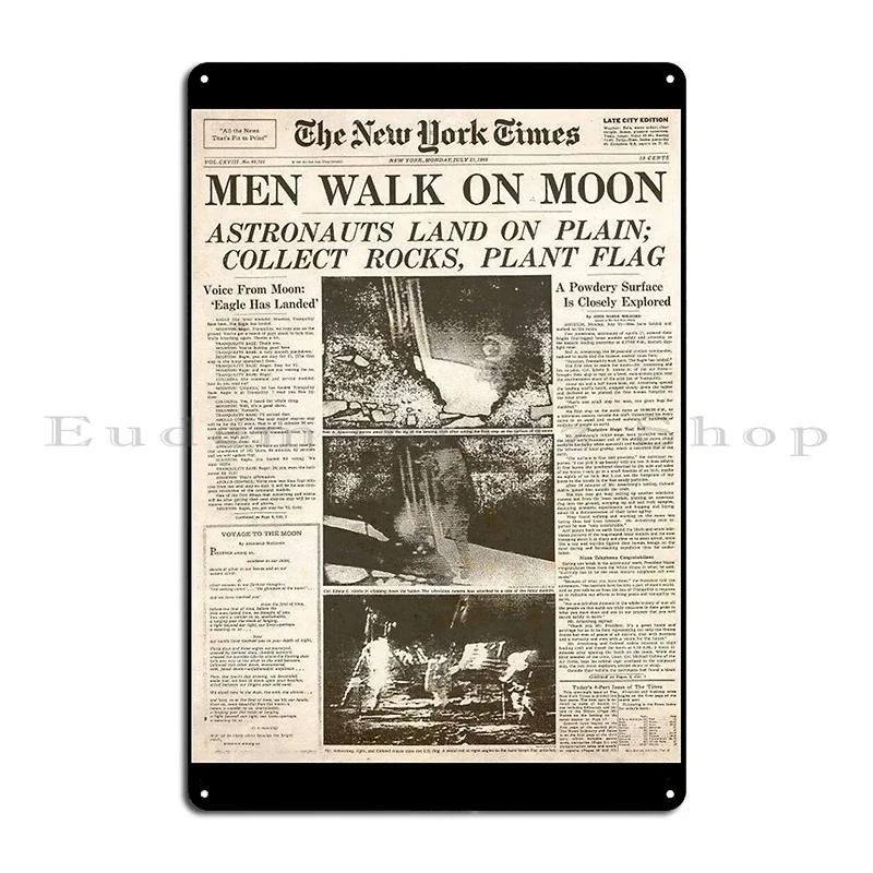 Apollo th Anniversary Moon Landing Newspaper Metal Sign Wall Mural Club Pub Wall Cave Print Tin Sign Poster
