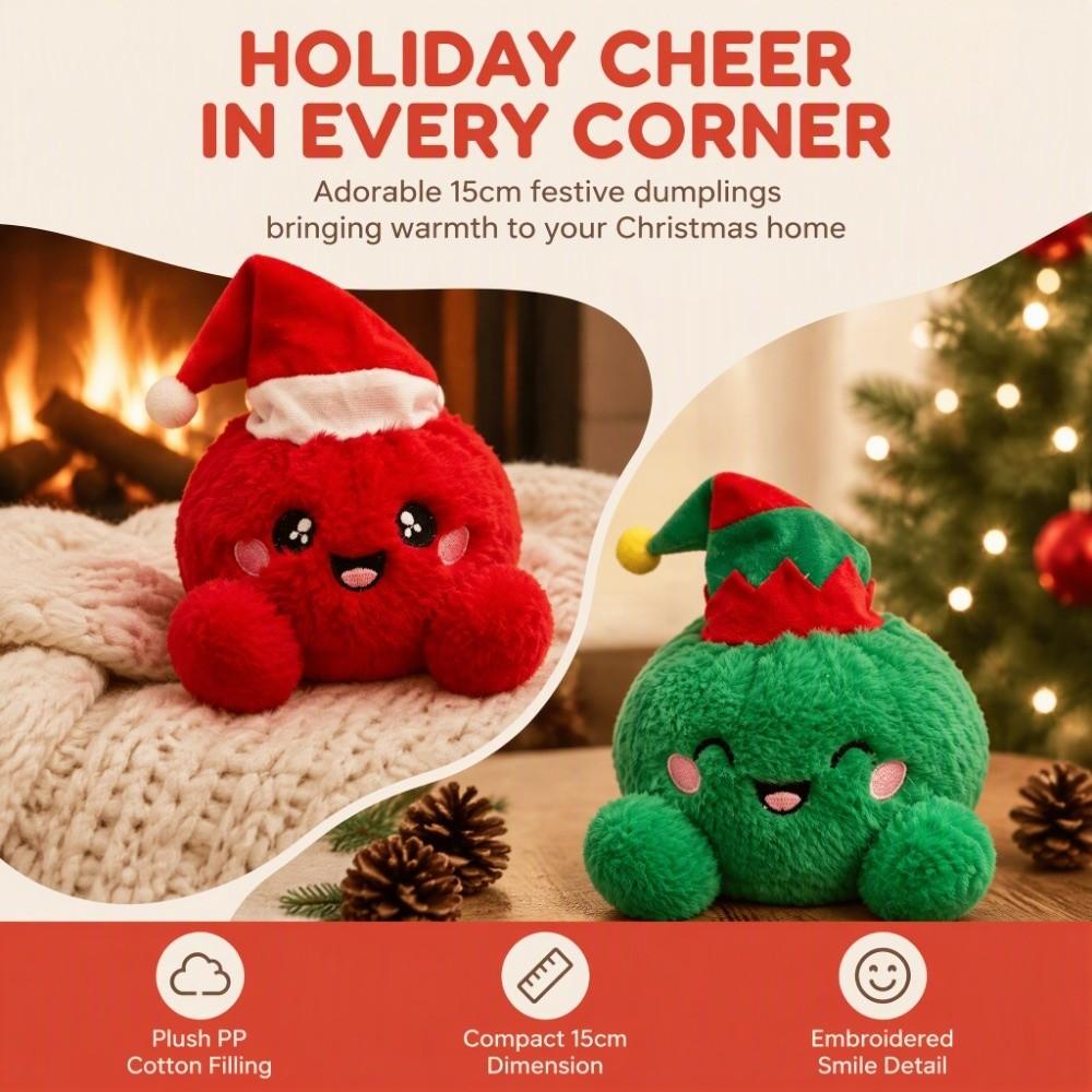 Wearing a Christmas Hat Cute Plush Toy 15cm Dumpling Plush toy Christmas Plush Toy Toys