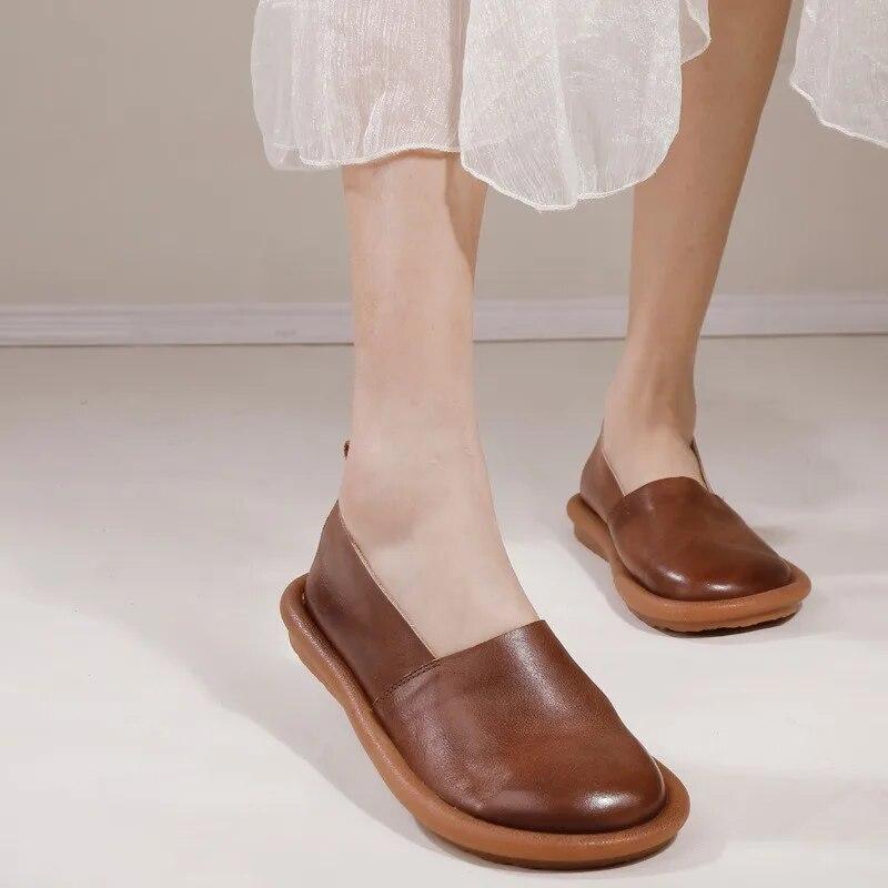 Johnature Туфли на плоской подошве в стиле ретро, ​​повседневная женская обувь на мягкой подошве с круглым носком и круглым носком, универсальная женская обувь