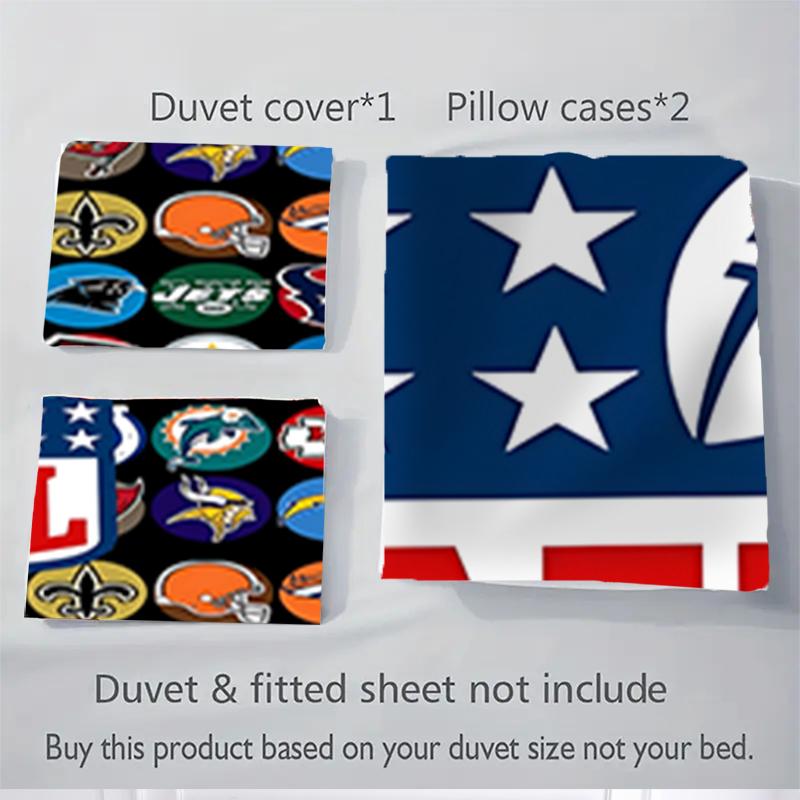 3Pcs Nfl Team Logos Compilation Bedding Sets For All Sizes New 3D Printed Bed Cover Comforter Duvet Cover Pillowcase Bedroom Decoration