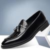 9608-1 Лоферы с кисточками Британская маленькая кожаная обувь мужская молодежная остроносая обувь-бини с кисточками лоферы мужские