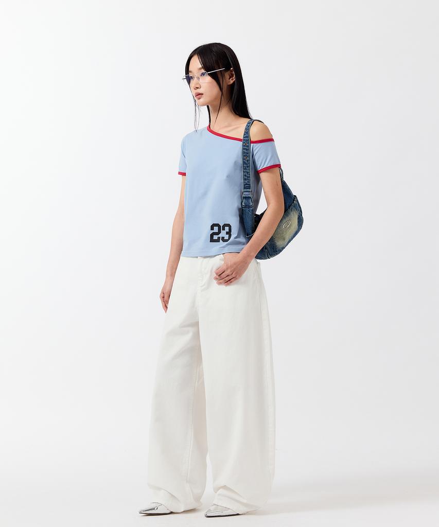 ODDSTUDIO Kitsch Star One-Shoulder T-Shirt - Sky Blue