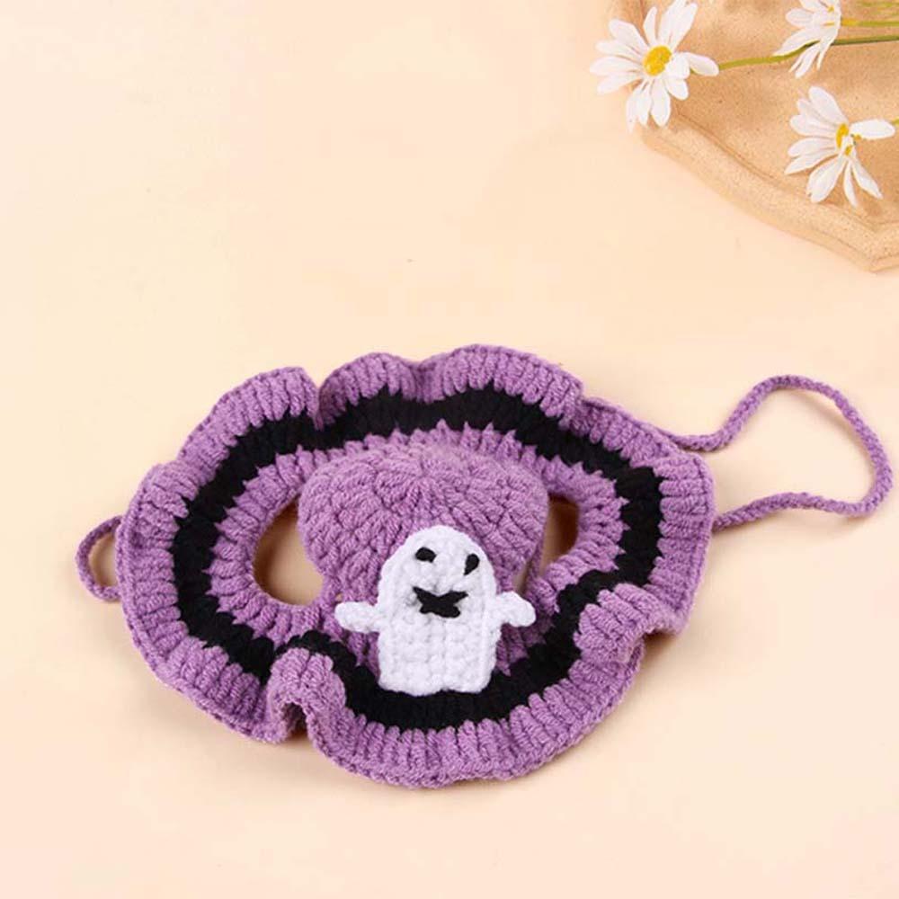 Одежда Хэллоуин Головной убор кошки Тыква Кошка Вязаная шапка Нагрудник Хэллоуин Костюмы для питомцев Фестивальная вечеринка