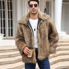 Men Faux Fox Fur Jacket Coat Winter Thick Fluffy Long Sleeve Lapel Warm Shaggy Outerwear Fur Jacket Jackets Mens