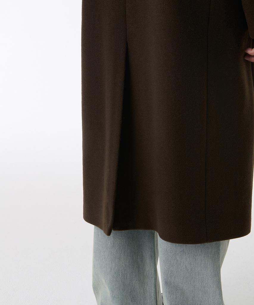 Musinsa Standard Cashmere Blend Daddy Shoulder Double Long Coat [Baroque Brown]