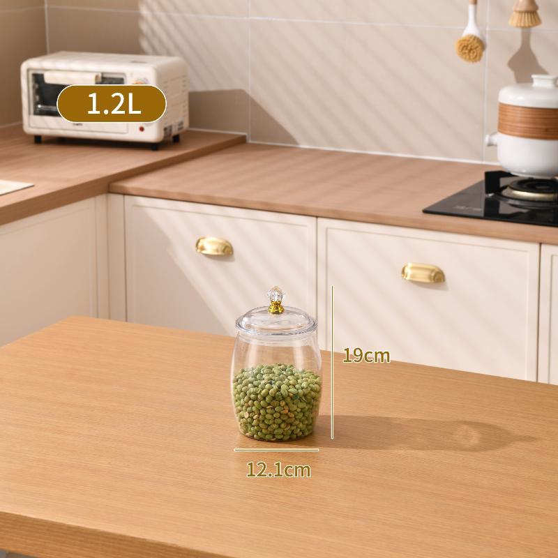 Transparent Flour Grains Storage Jar With Lid Sealed Grains Storage Box Wide Mouth Candy Cookie Jar Tea Kitchen Organizer