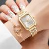Xiaomi 6PCS/Set Fashion Rectangle Women Watches Ladies Roma Dial Analog Quartz Wristwatch Watch Jewelry Set Reloj Mujer (Without Box)