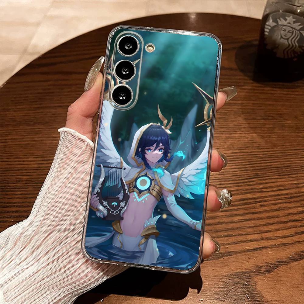 G-Genshin Impact Venti Barbatos Phone Case For Samsung S30,23,21,22,20, FE lite,S10,9,8,7 PIus Note20ultra Soft Transparent