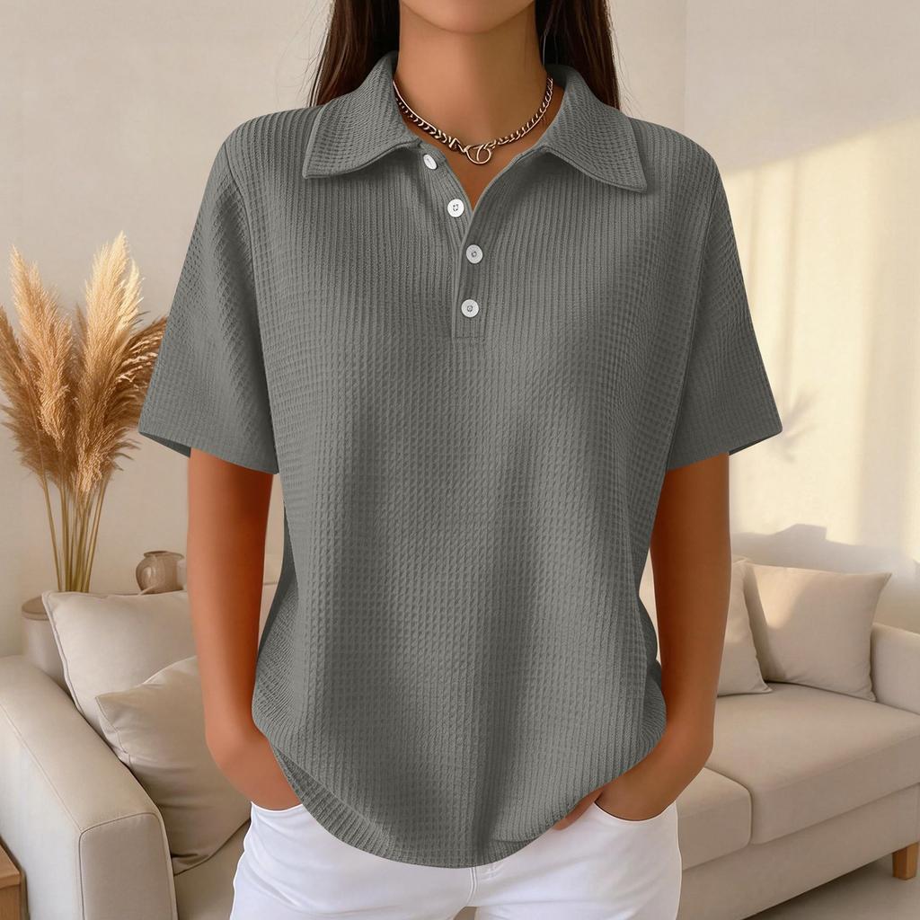 Женская мода Повседневная рубашка с лацканами и короткими рукавами, цветная, женские топы