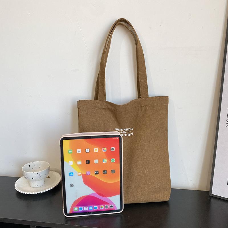 Женская холщовая сумка-тоут, повседневная на плечо, для работы, большая вместимость, с ручками, многофункциональная, большая хозяйственная сумка