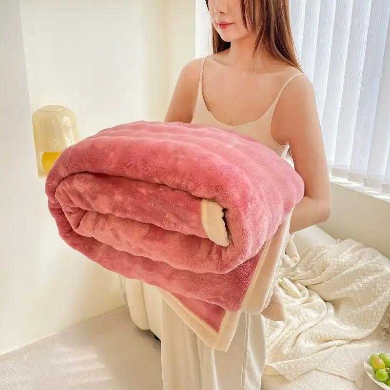 2024 New Class A Tokas Rabbit Plush Multifunctional Warm Blanket Warm Heating Fine Edging