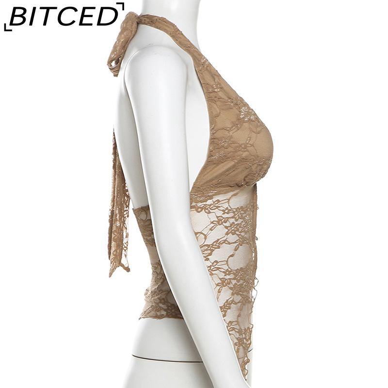 BITCED Летний женский однотонный облегающий уличный топ-майка с халтером, сексуальный топ без спины