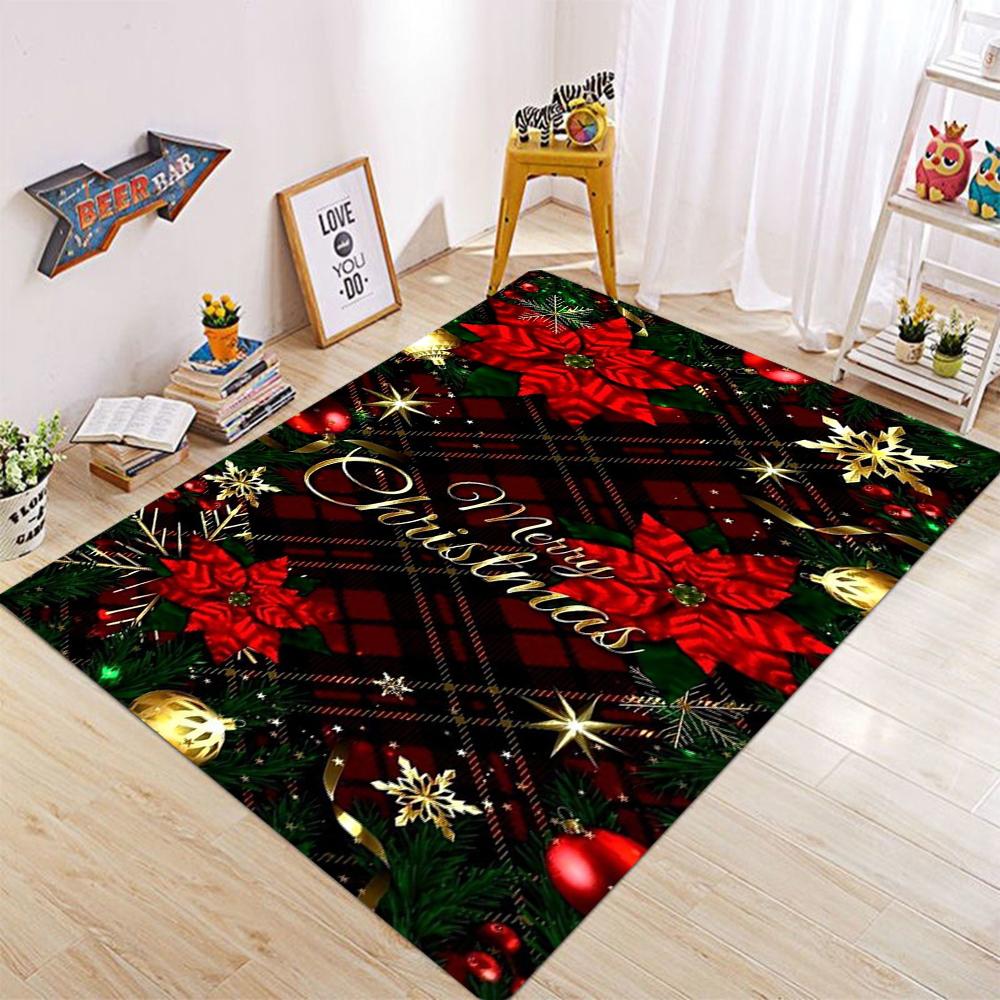 Элегантный ковер 'Рождественская елка' 'Леденец' 'Пуансеттия' 'Снежинка' для украшения дома Красный Зеленый Золотой коврик Украшение для гостиной