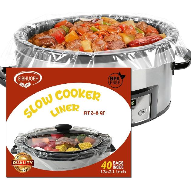 Slow Cooker Liners, Fits 3-8 Quarts 13x21 Inch Large Size, BPA-Free Slow Cooker Bags for Oval/Round Pots, Disposable Cooking Bags, 10 Count