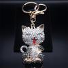 Мультяшный Кот Брелок Стразы Золотой Цвет Милый Котенок Держатель для Ключей Креативный Подарок Модное Украшение llaveros para mujer
