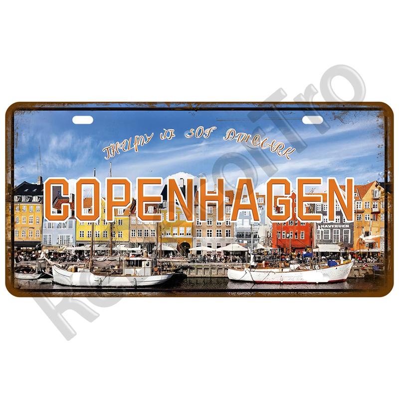 Знаменитый город Жестяная пластина Город-государство Жестяная табличка Дорожка Металлическая вывеска Настенный декор Гараж Бар Паб Клуб Отель Кафе Кухня Дом