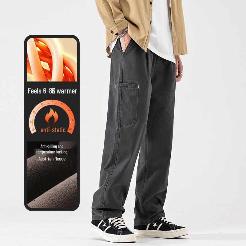 Мужские повседневные рабочие брюки свободного кроя в японском стиле с прямыми штанинами