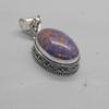 Oval Cab Purple Copper Turquoise 925 Sterling Silver Pendant, Designer Boho Style Pendant