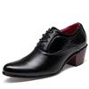 Men Dress Wedding Shoes Glossy Leather High Heels Fashion Pointed Toe Heighten Oxford Shoes Party Prom