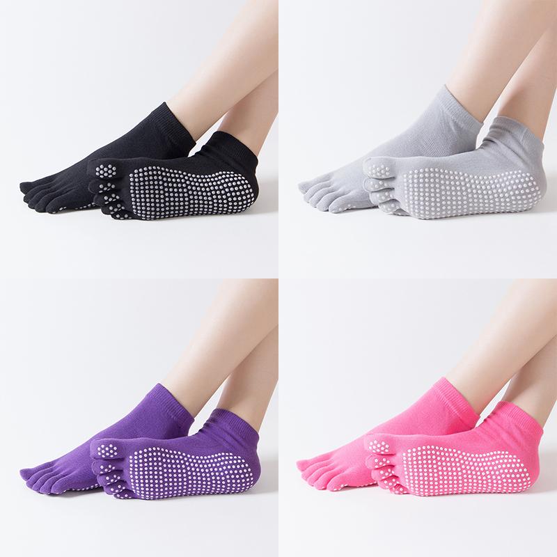 1Pair Candy Color Yoga Socks Rainbow Five-Toe Split Professional Non-Slip Dance Socks Yoga Dancers Socks Indoor Training Socks